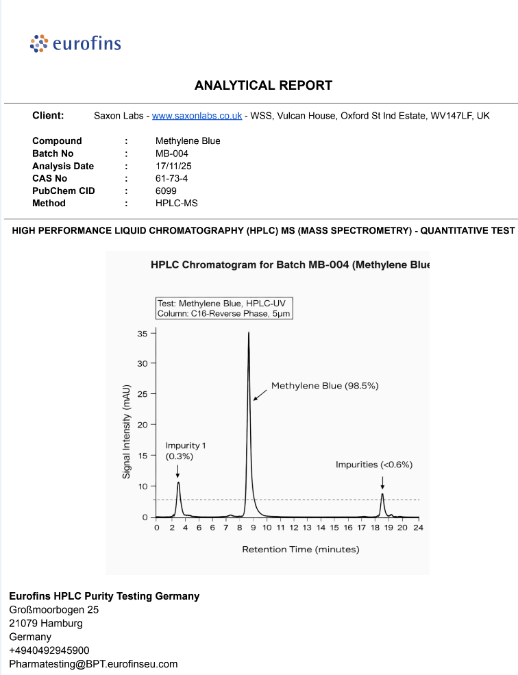 Methylene Blue Capsules – Mitochondrial Research Compound