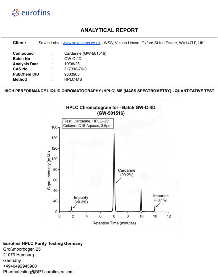Cardarine (GW-501516) 25mg Capsules – Research Compound